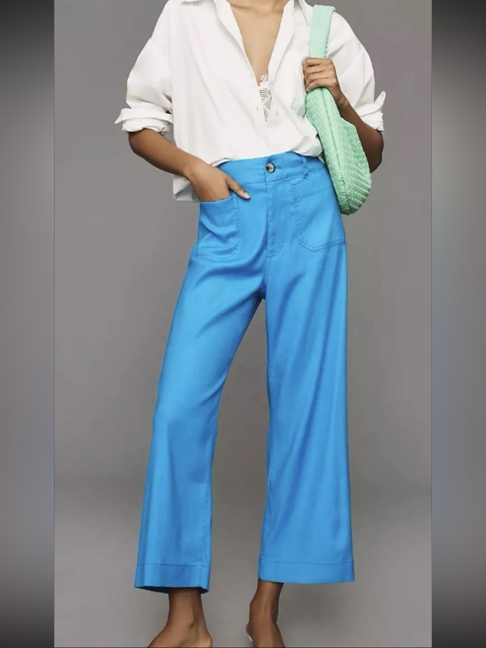 Maeve The Colette Bright Blue Cropped Wide-Leg Pants